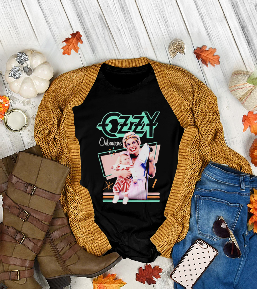 Ozzy Osbourne Retro Woman Holding Baby with Iron T-Shirt
