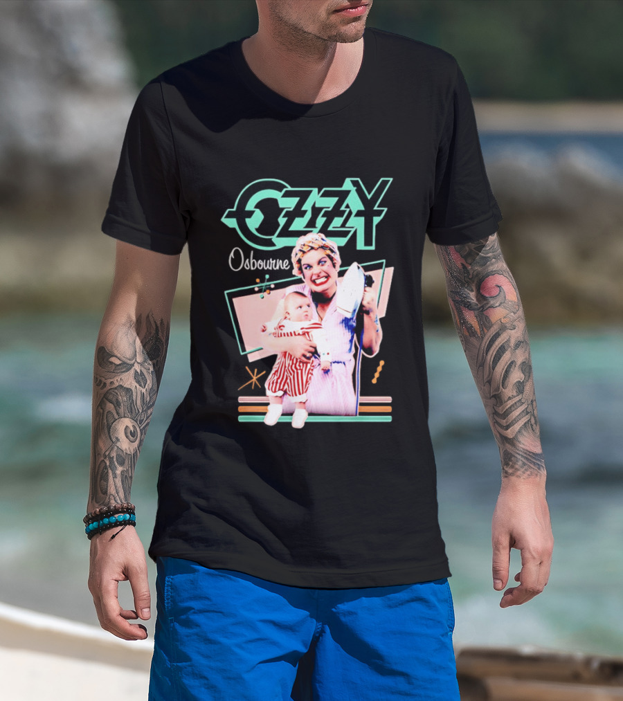 Ozzy Osbourne Retro Woman Holding Baby With Iron T-Shirt