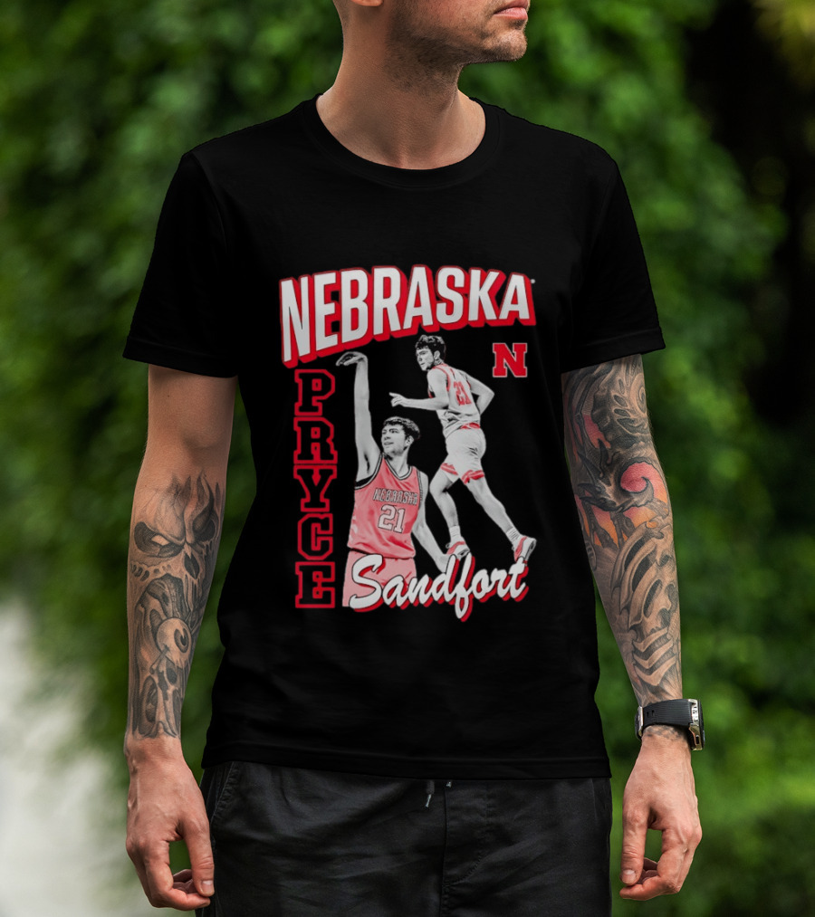 Pryce Sandfort 21 Nebraska Cornhuskers Basketball Team Iconic Red Jersey T-Shirt