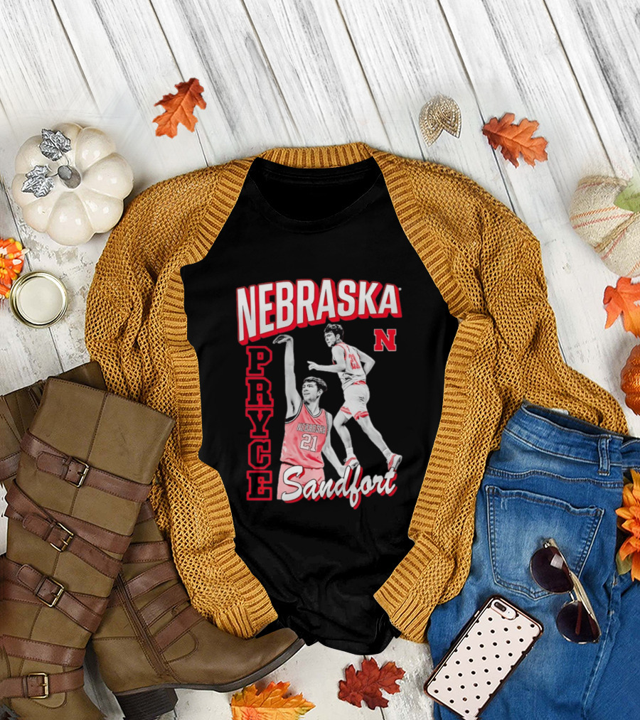 Pryce Sandfort 21 Nebraska Cornhuskers Basketball Team Iconic Red Jersey T-Shirt