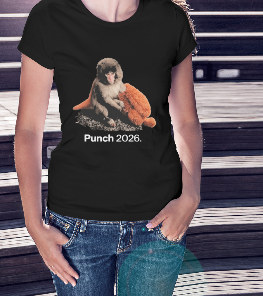 Punch Monkey 2026 Hugging Plush Toy T-Shirt