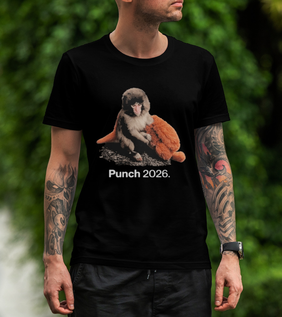 Punch Monkey 2026 Hugging Plush Toy T-Shirt