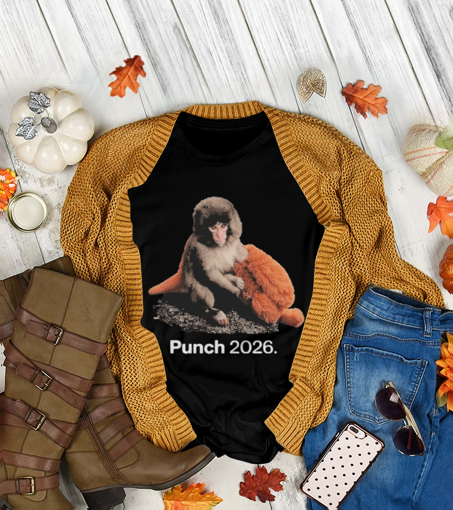 Punch Monkey 2026 Hugging Plush Toy T-Shirt