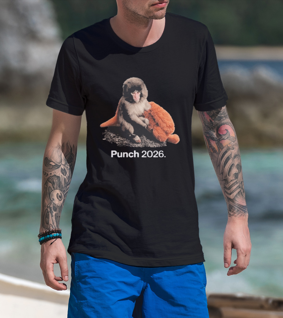 Punch Monkey 2026 Hugging Plush Toy T-Shirt