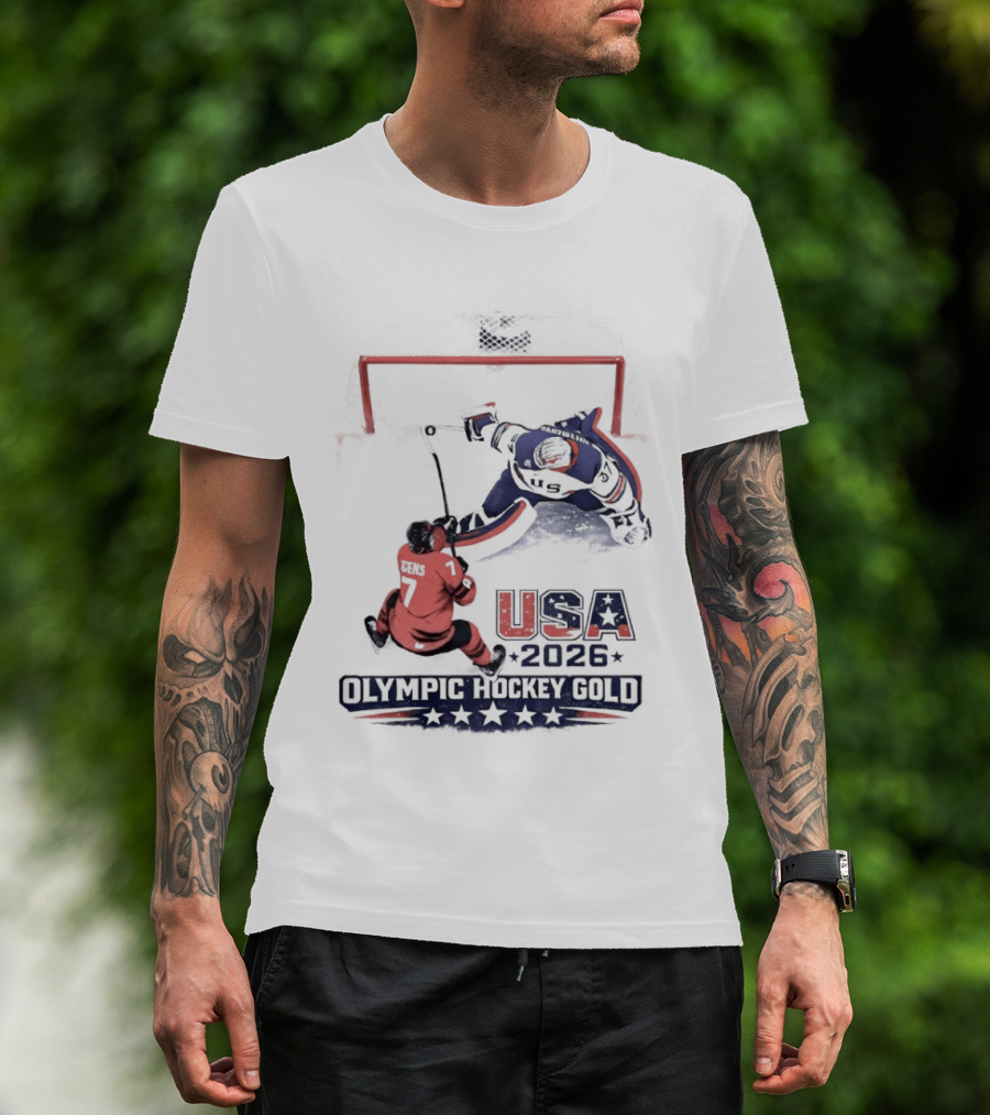 USA 2026 Olympic Hockey Gold Jack Hughes T-Shirt