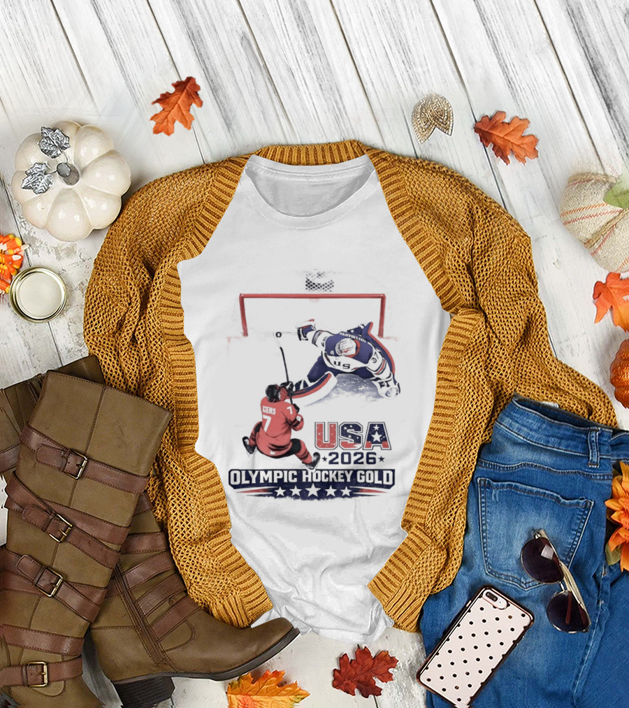 USA 2026 Olympic Hockey Gold Jack Hughes T-Shirt