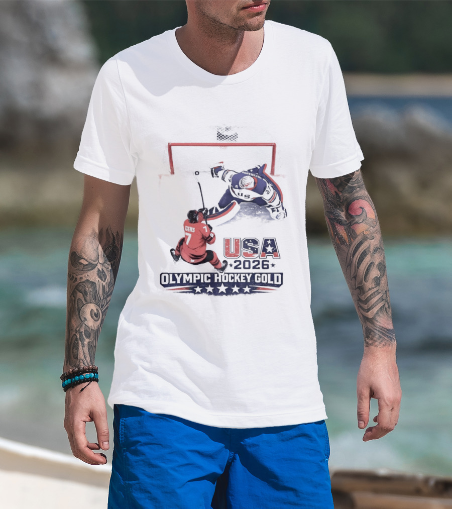 USA 2026 Olympic Hockey Gold Jack Hughes T-Shirt