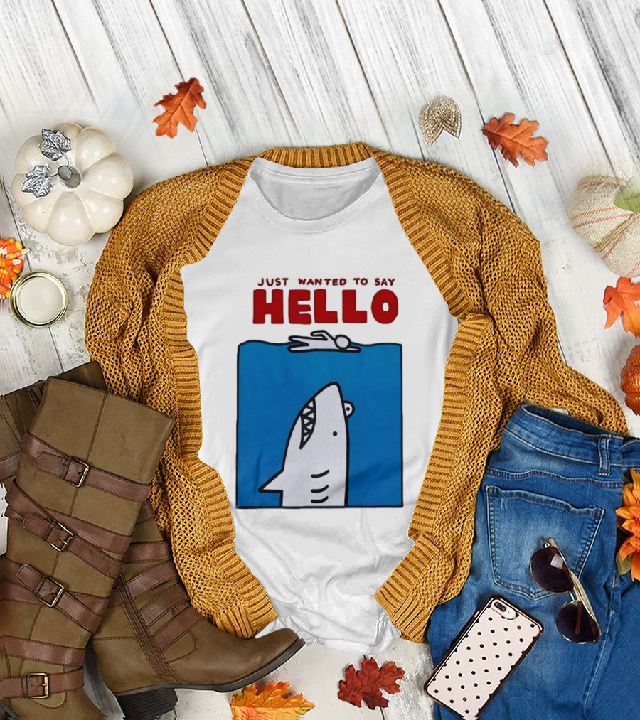 Just Wanted To Say Hello Jaws Shark Comic T-Shirt