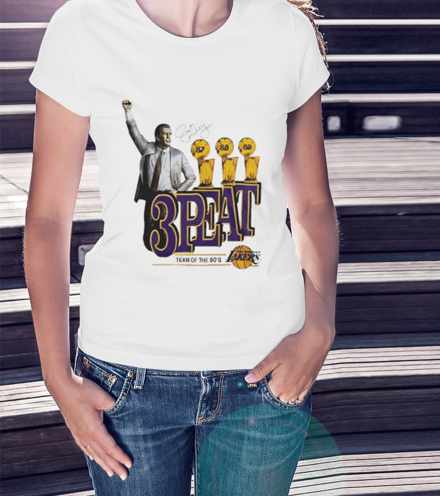 Los Angeles Lakers 3 Peat Team Of The 80s Pat Riley Champions 87 88 89 T-Shirt