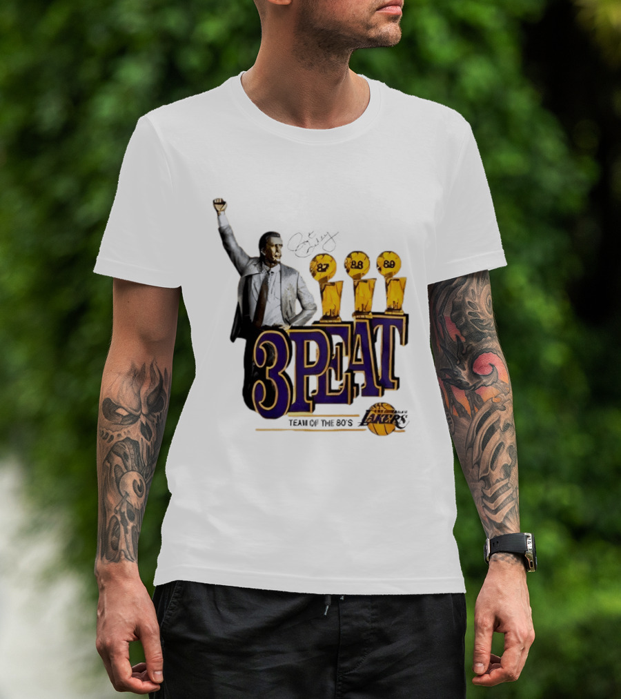 Los Angeles Lakers 3 Peat Team Of The 80s Pat Riley Champions 87 88 89 T-Shirt