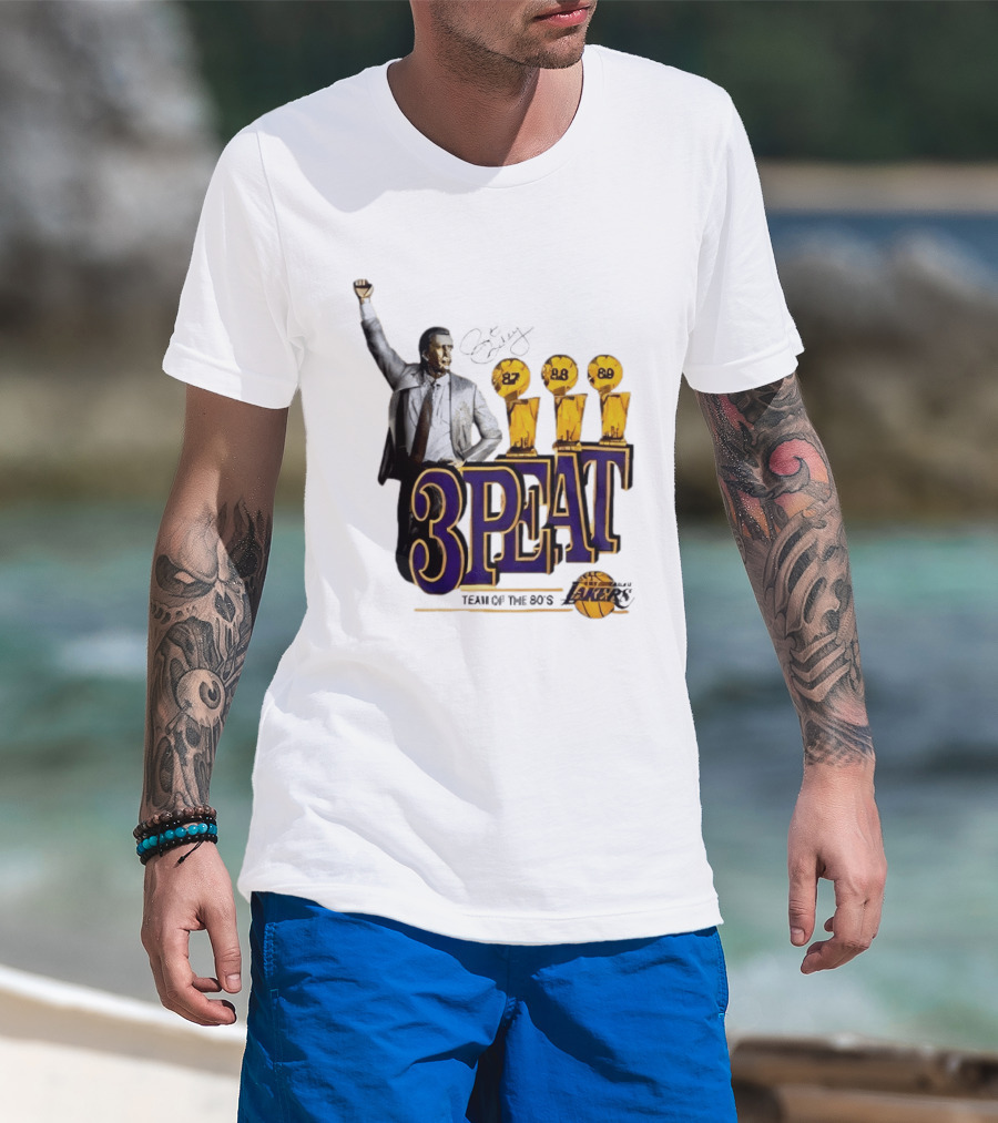 Los Angeles Lakers 3 Peat Team Of The 80s Pat Riley Champions 87 88 89 T-Shirt