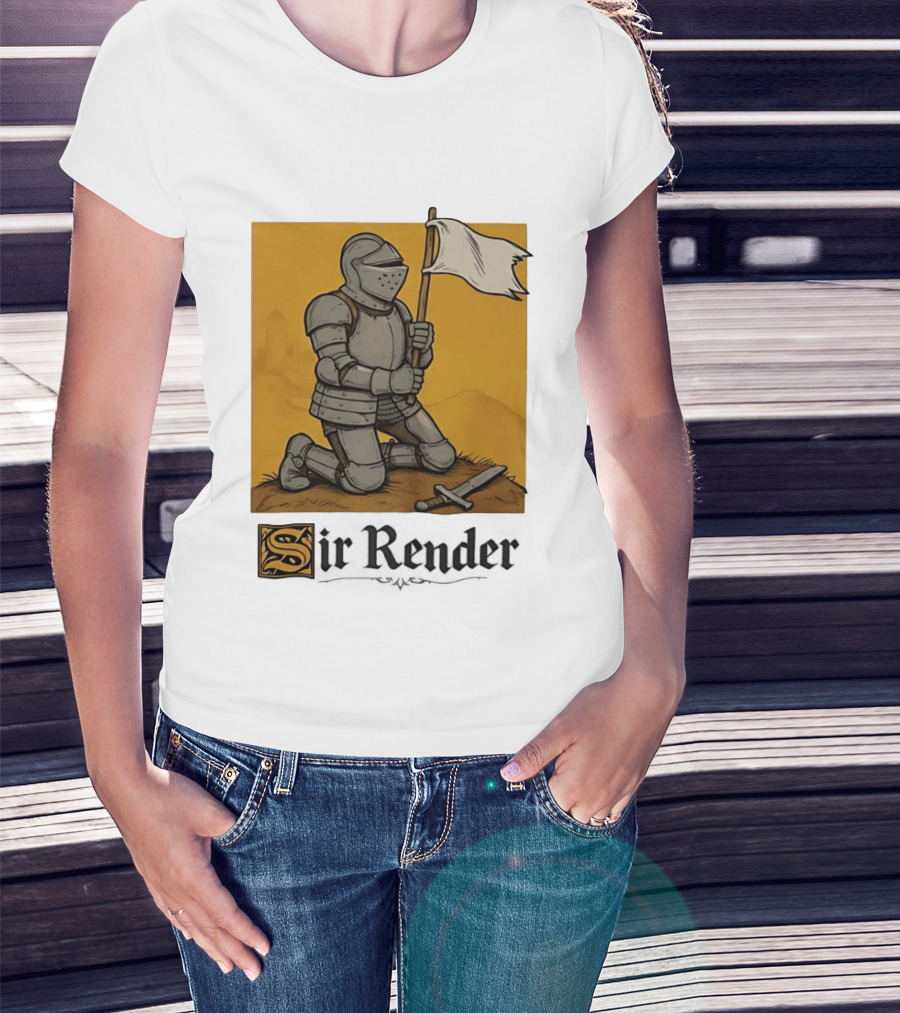 Sir Render Medieval Soldier Holding White Flag Knight Surrender T-Shirt