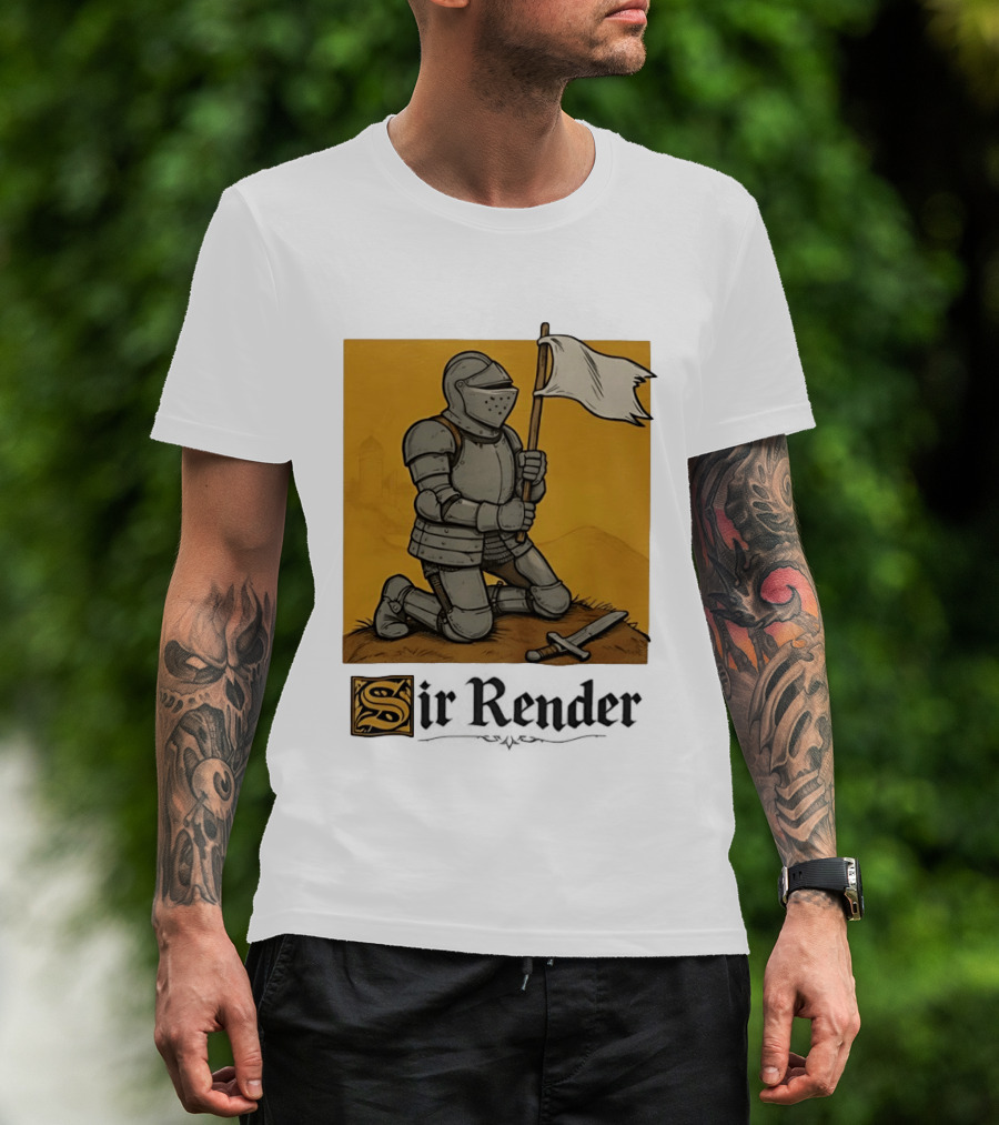 Sir Render Medieval Soldier Holding White Flag Knight Surrender T-Shirt