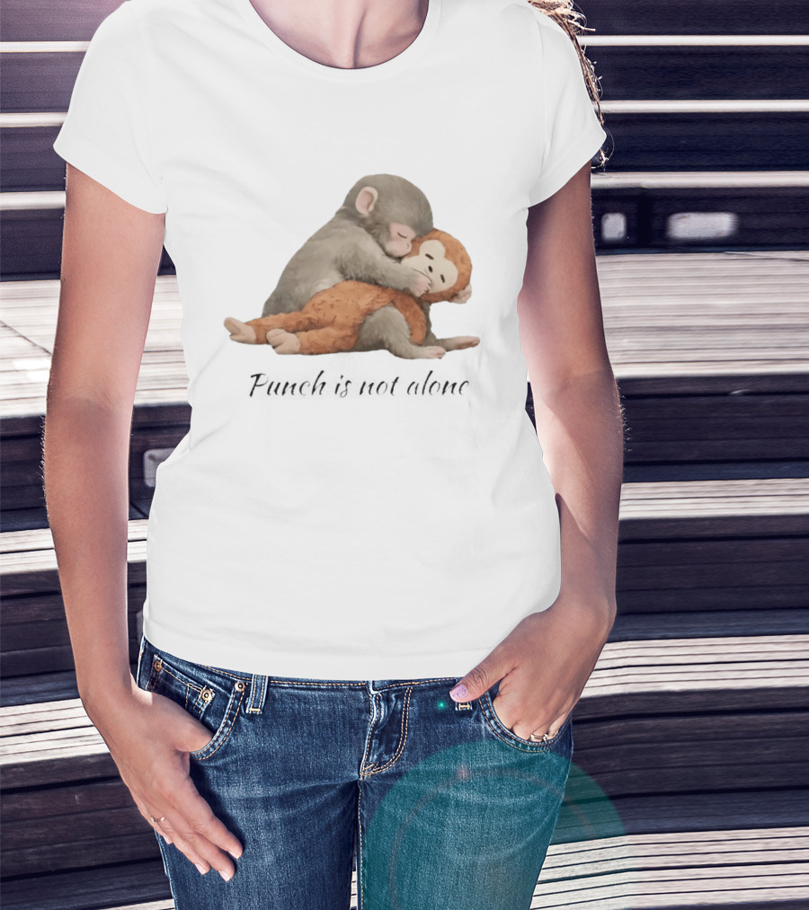 Punch Is Not Alone Hugging Monkeys Cuddle T-Shirt