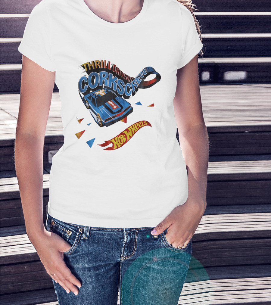 Thrill Drivers Corkscrew Hot Wheels Blue Car Iconic Racing Loop T-Shirt