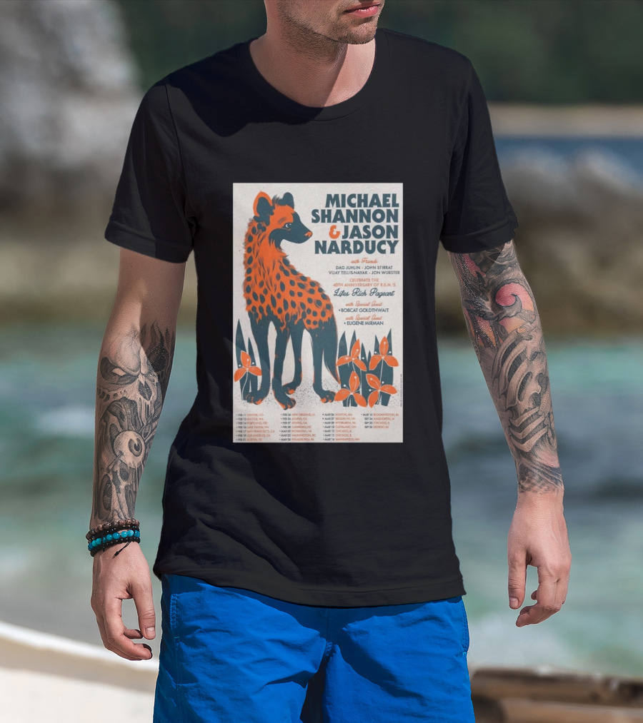 Michael Shannon Jason Narducy Friends Lifes Rich Pageant Tour 40th Anniversary Featuring Bobcat Goldthwait Eugene Mirman T-Shirt