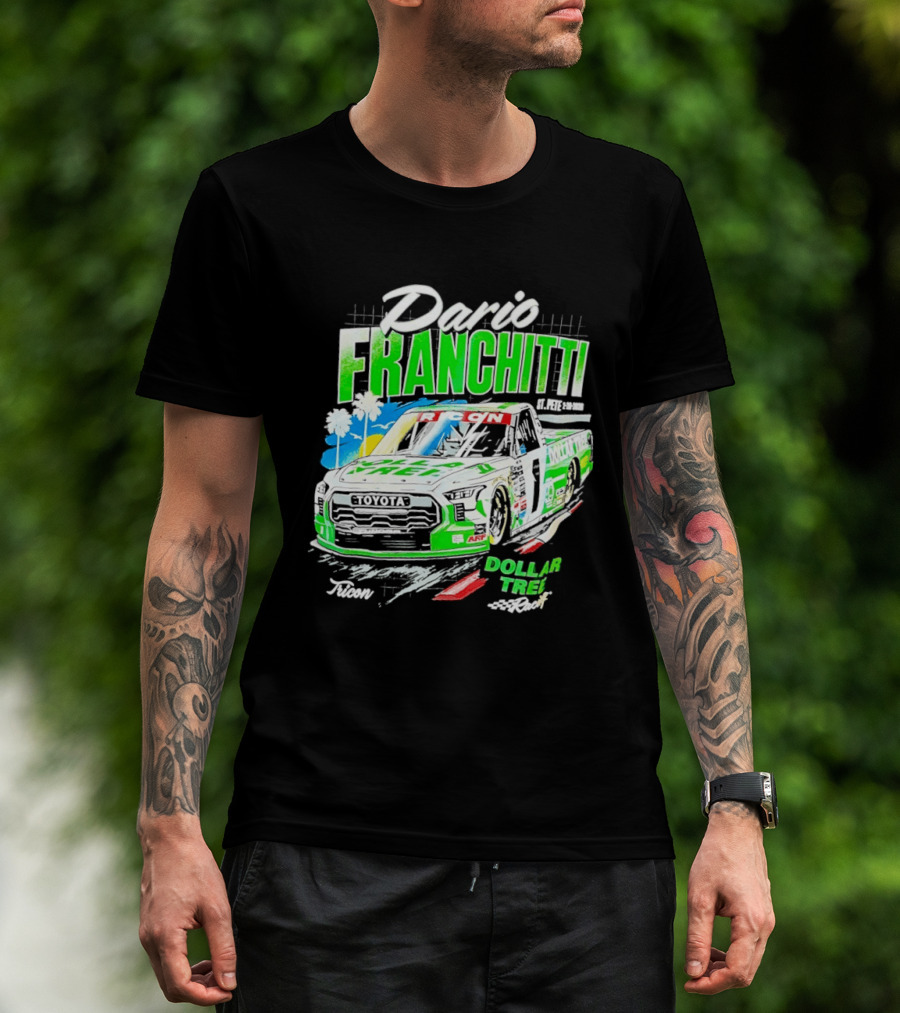 Dario Franchitti Toyota Tundra Dollar Tree Racing Palm Trees And Checkered Flags T-Shirt