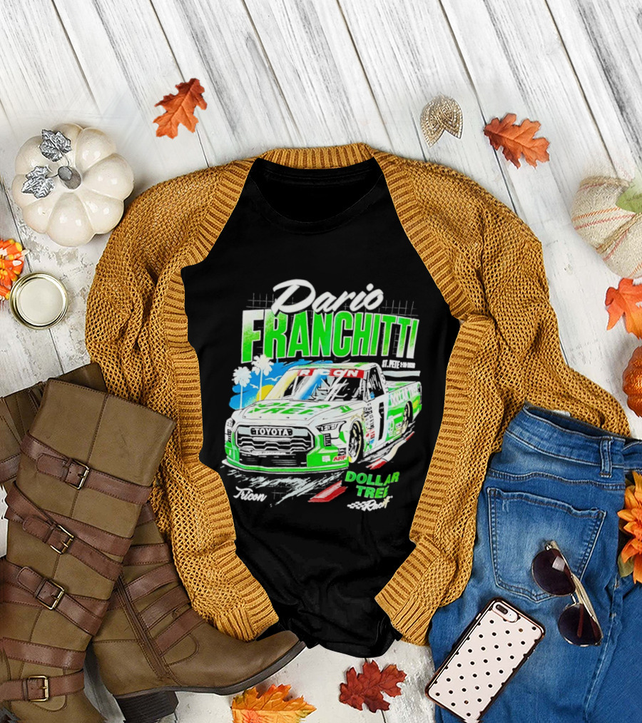 Dario Franchitti Toyota Tundra Dollar Tree Racing Palm Trees and Checkered Flags T-Shirt
