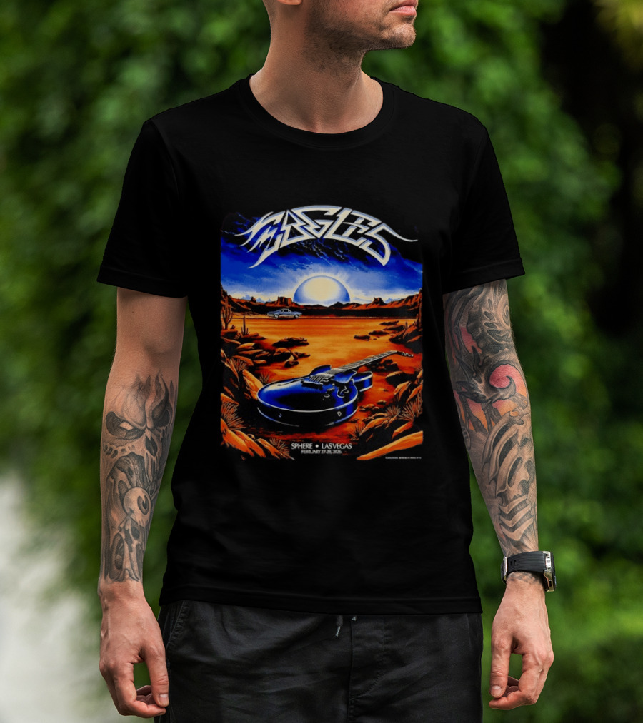 Eagles Live At Sphere Las Vegas February 27 28 2026 Desert Landscape Guitar T-Shirt