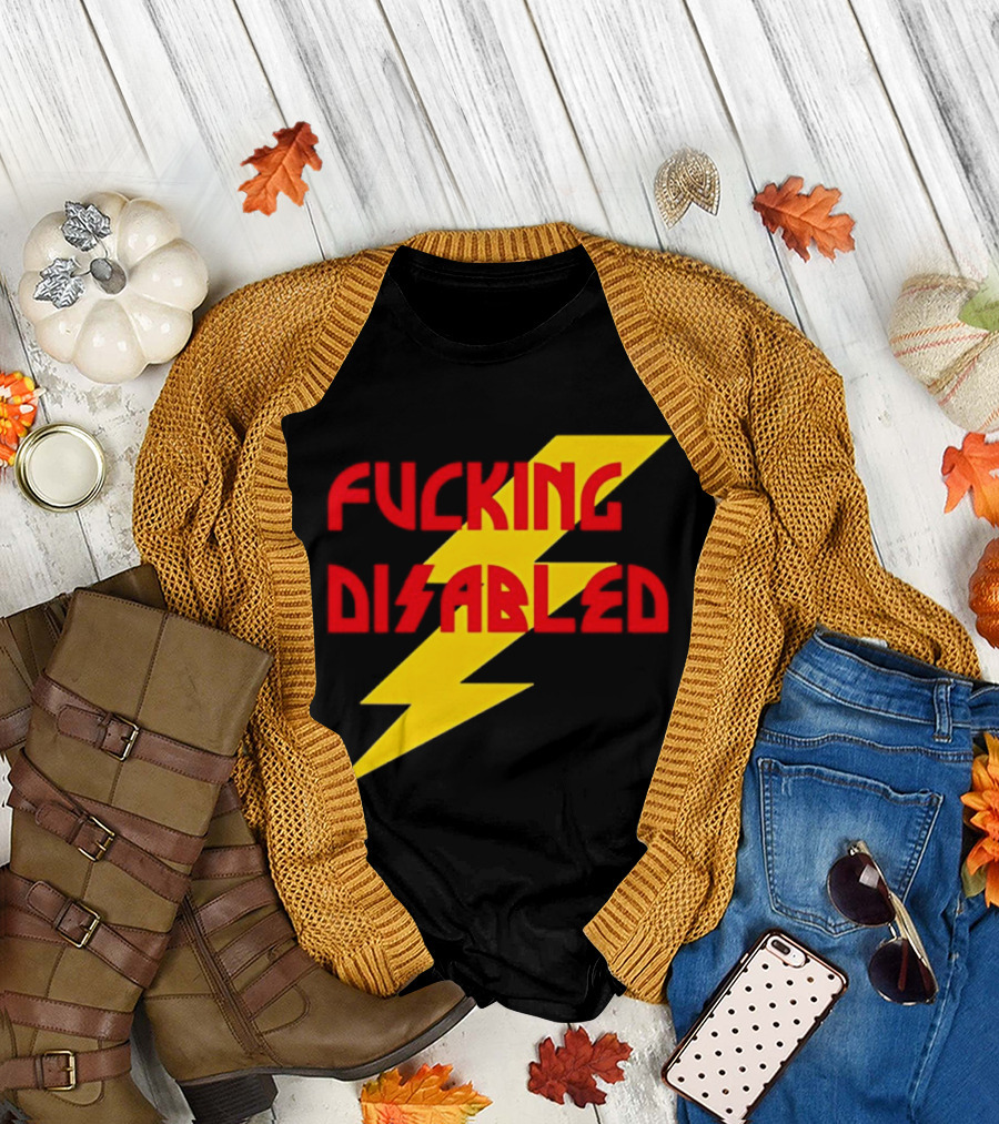 Fcking Disabled Lightning Bolt T-Shirt