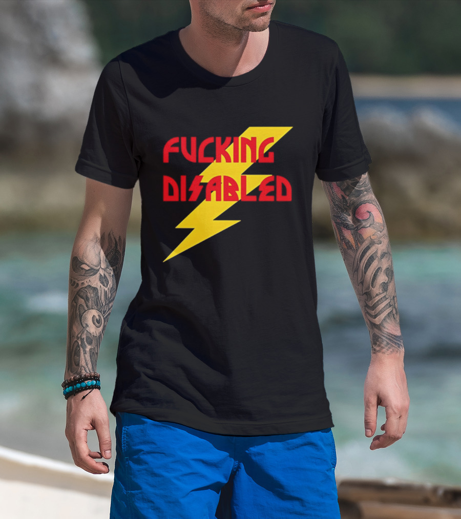Fcking Disabled Lightning Bolt T-Shirt