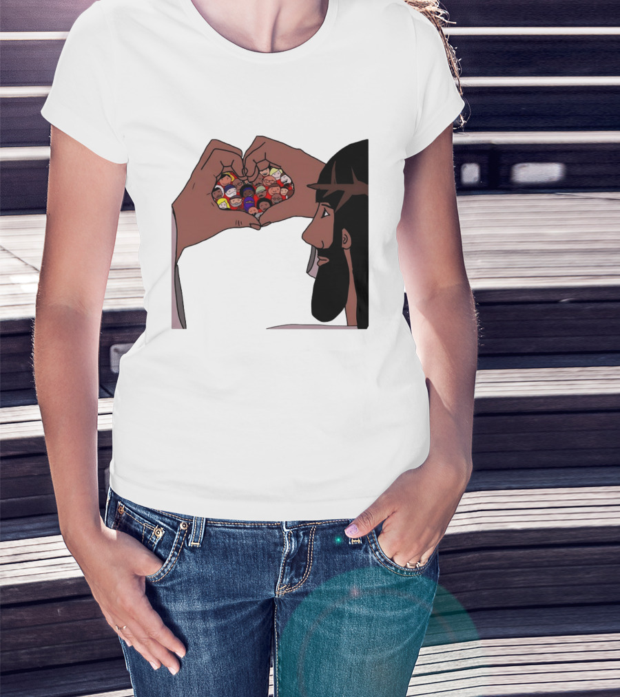 Jesus Love Includes Everyone Heart Hands Diversity Faces T-Shirt