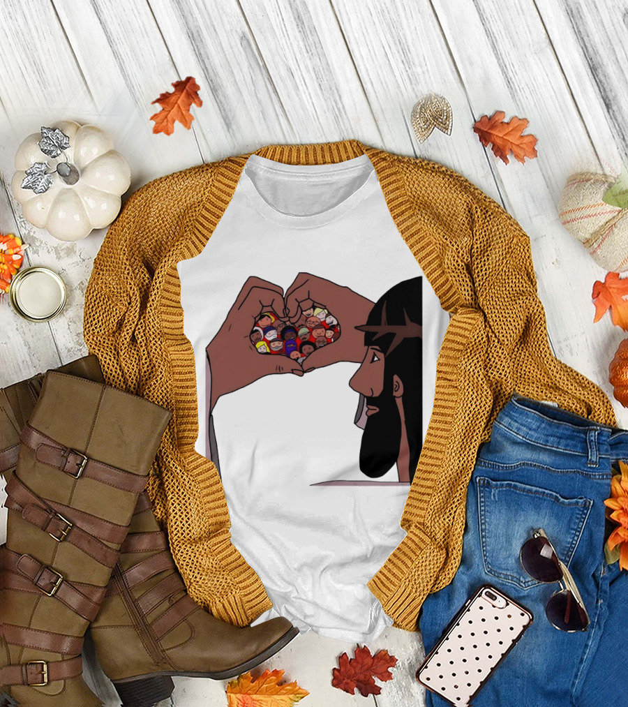 Jesus Love Includes Everyone Heart Hands Diversity Faces T-Shirt