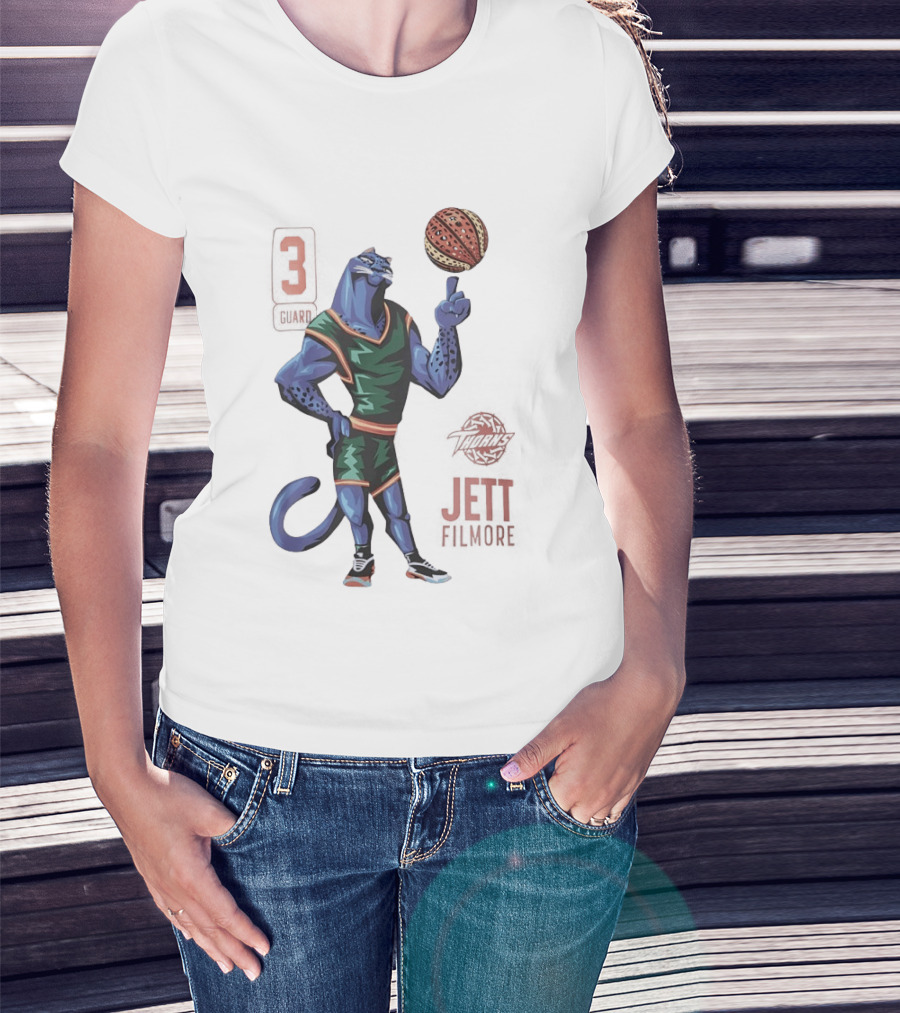 Jett Fillmore Thorns Basketball Blue Panther Character With Number 3 T-Shirt