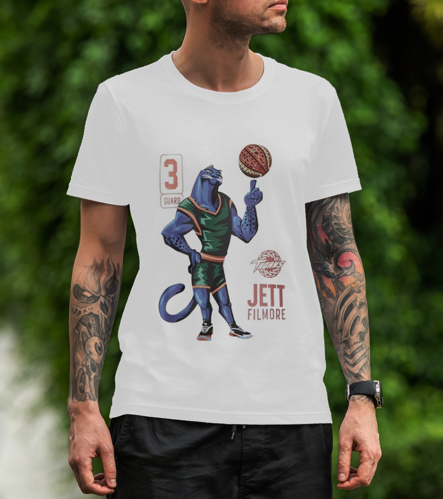 Jett Fillmore Thorns Basketball Blue Panther Character With Number 3 T-Shirt