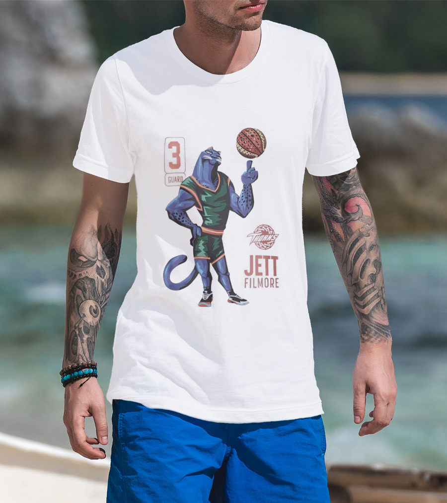 Jett Fillmore Thorns Basketball Blue Panther Character With Number 3 T-Shirt