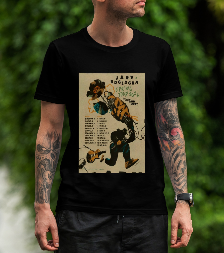 JARV RDGLDGRN Spring Tour 2026 With Guest Damn Skippy Tour Dates T-Shirt
