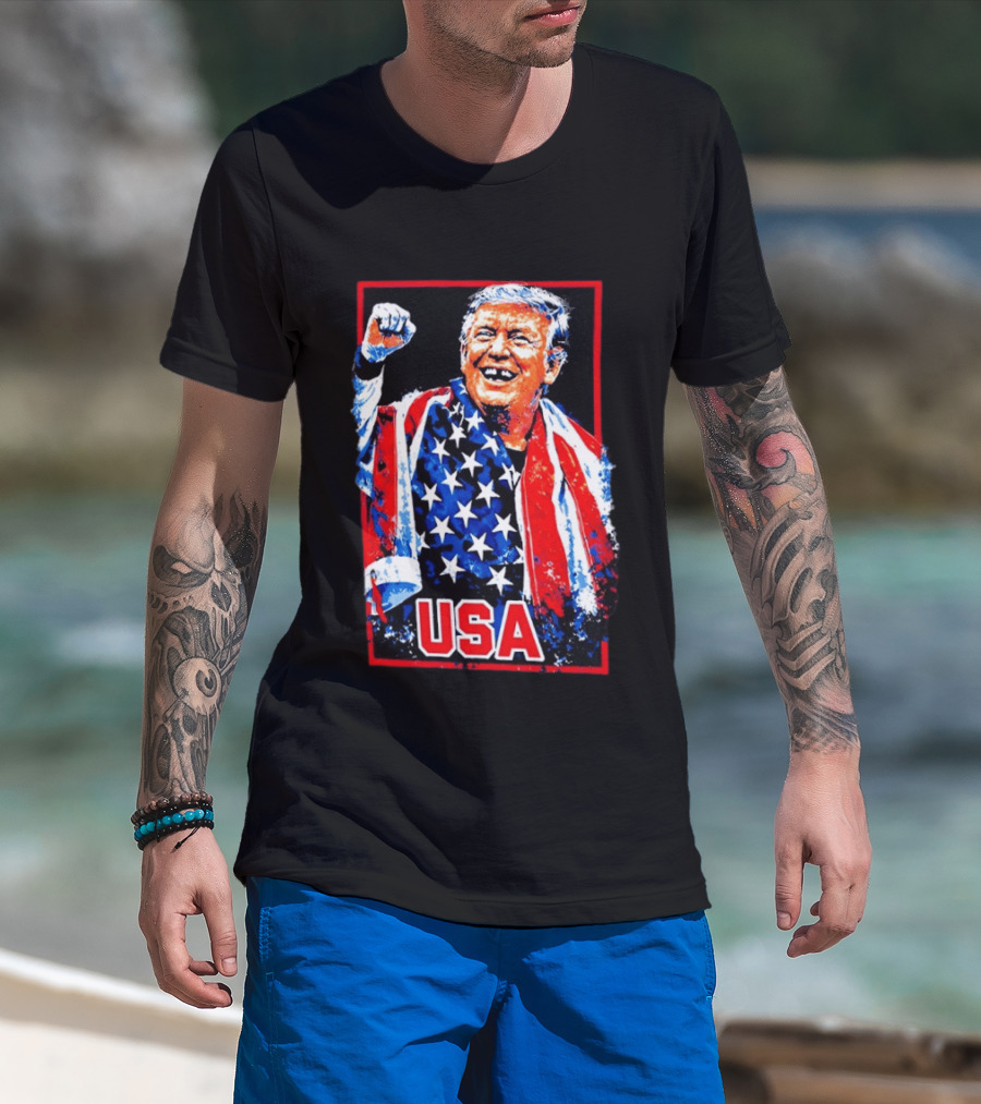 Team USA Hockey Trump USA Patriotic Flag T-Shirt