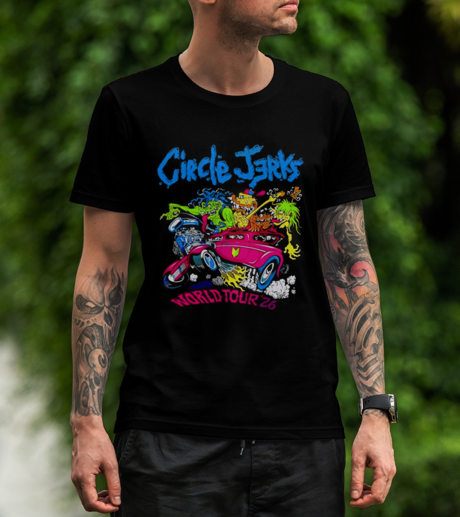Circle Jerks World Tour 2026 Hot Rod Cartoon T-Shirt