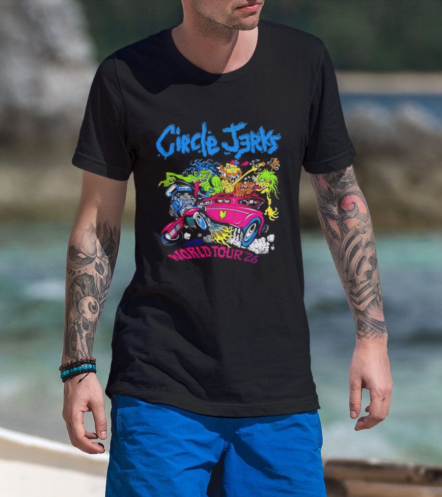 Circle Jerks World Tour 2026 Hot Rod Cartoon T-Shirt