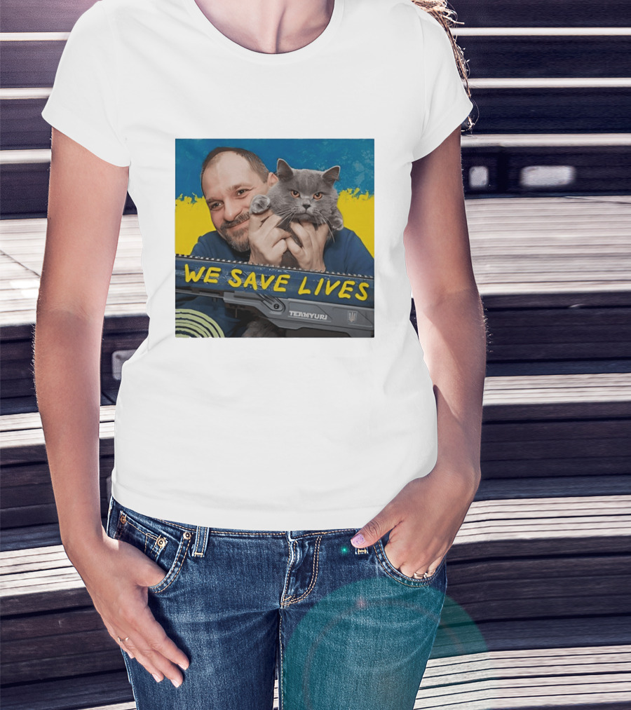 We Save Lives Ukraine Temnyuri Cat T-Shirt