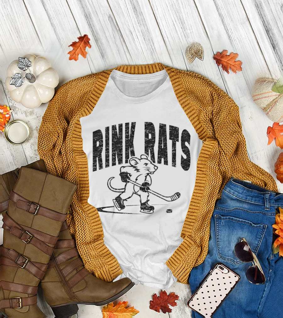 Rink Rats Hockey Stick Skating Mouse T-Shirt