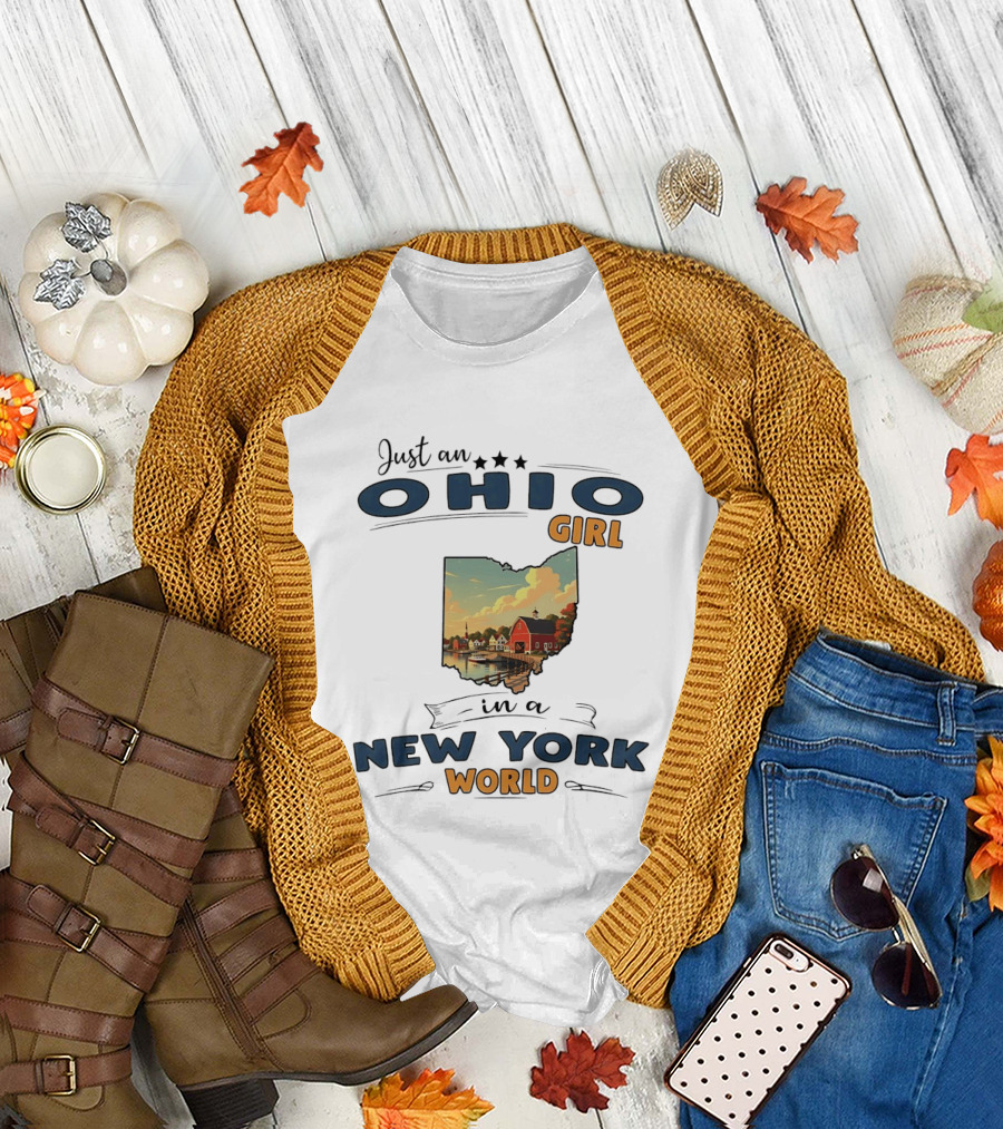 Just an Ohio Girl in a New York World Ohio Map T-Shirt