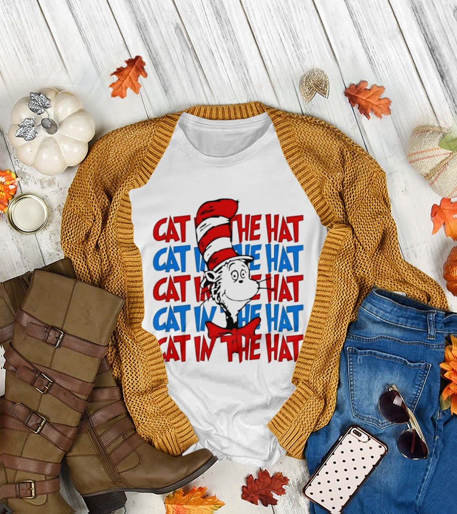 Cat in the Hat Dr. Seuss Red and Blue T-Shirt