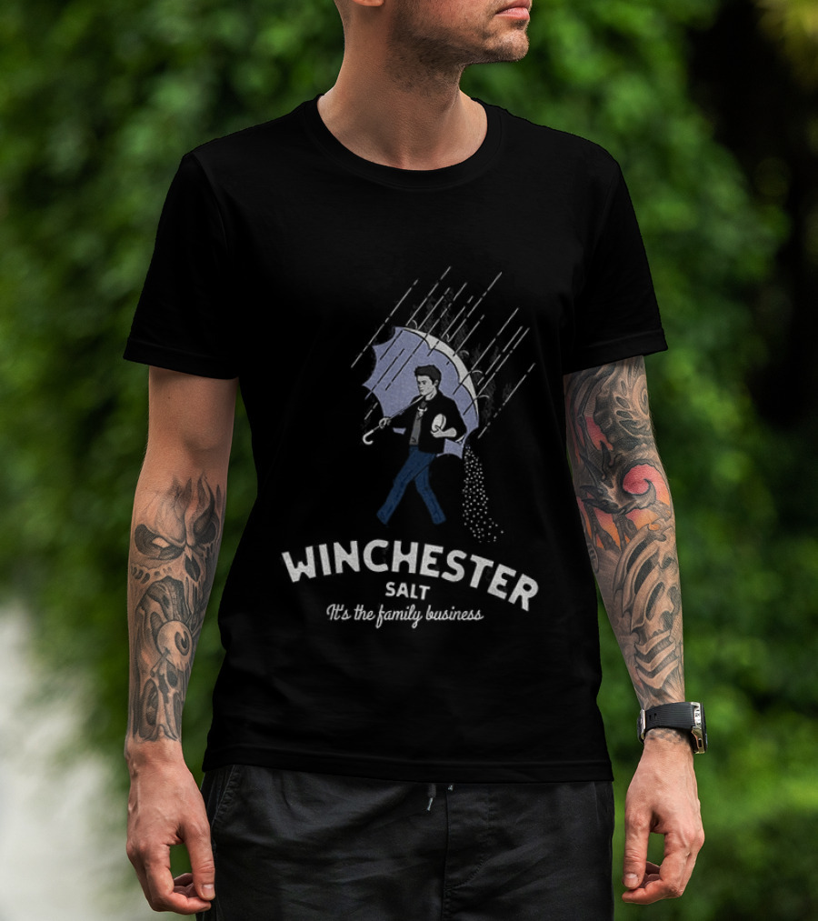 Winchester Salt It's The Family Business Umbrella Rain Scene T-Shirt
