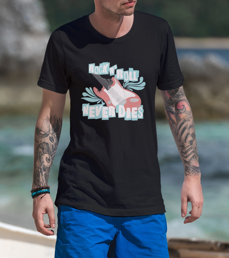 Rock N' Roll Never Dies Electric Guitar T-Shirt