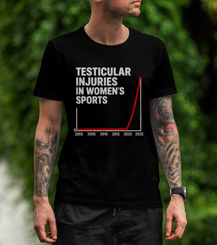 Testicular Injuries In Women's Sports Satirical Chart 2000 2025 Trend Analysis T-Shirt
