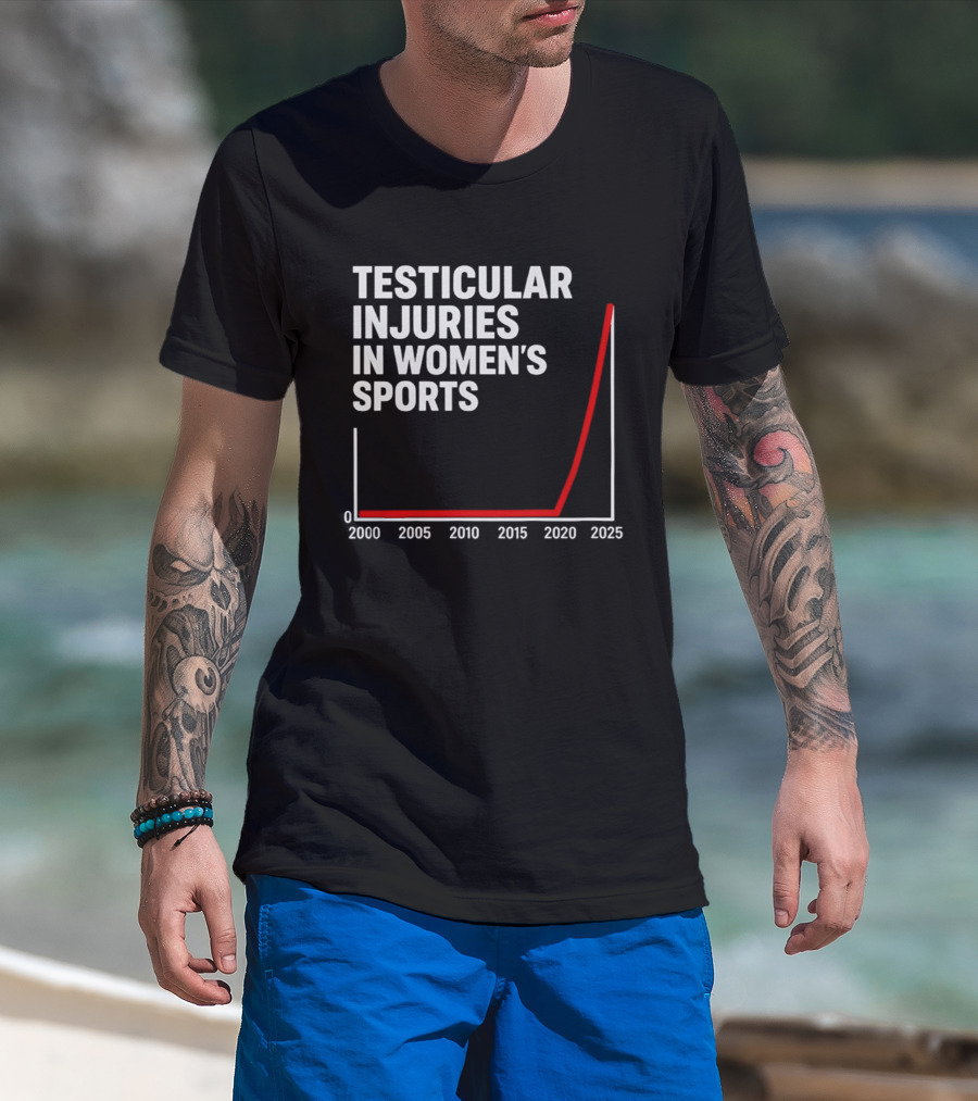 Testicular Injuries In Women's Sports Satirical Chart 2000 2025 Trend Analysis T-Shirt