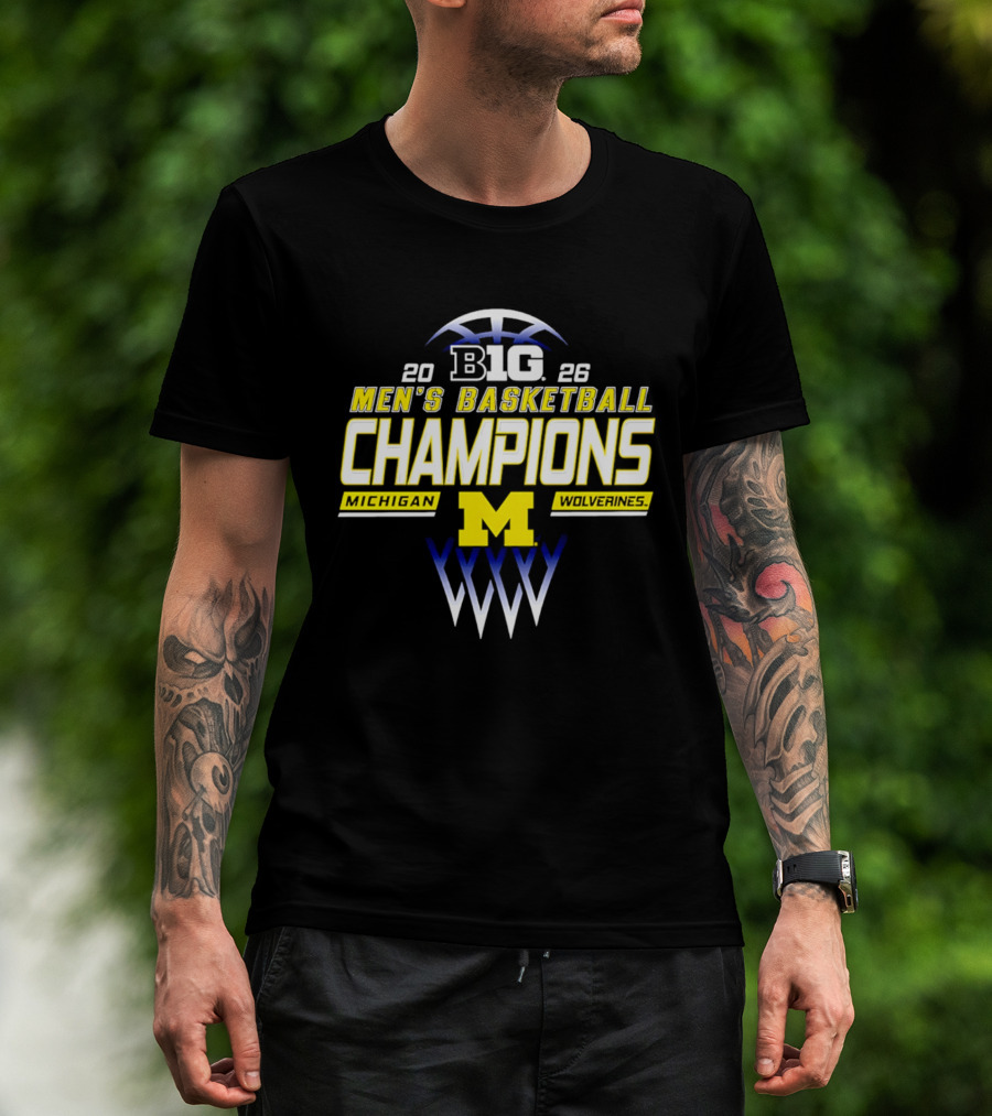 Big Ten 2026 Michigan Wolverines Men's Basketball Champions T-Shirt
