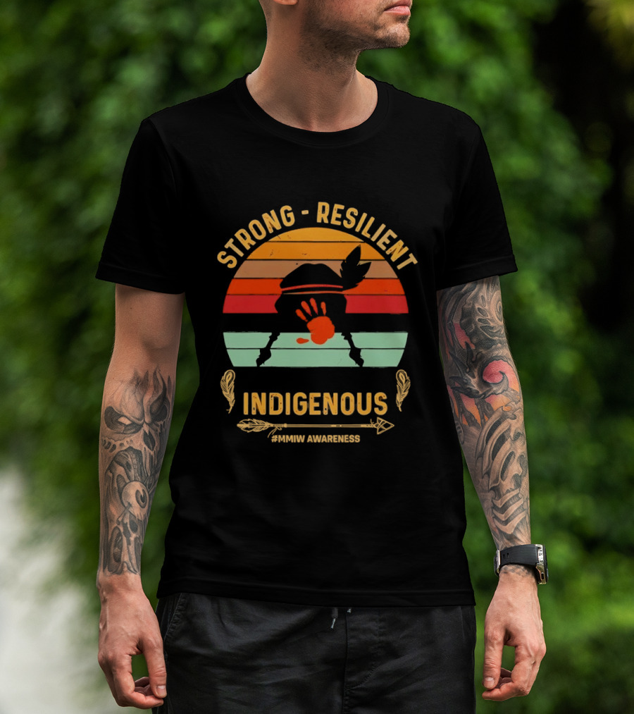 Strong Resilient Indigenous Awareness Handprint Sunset T-Shirt