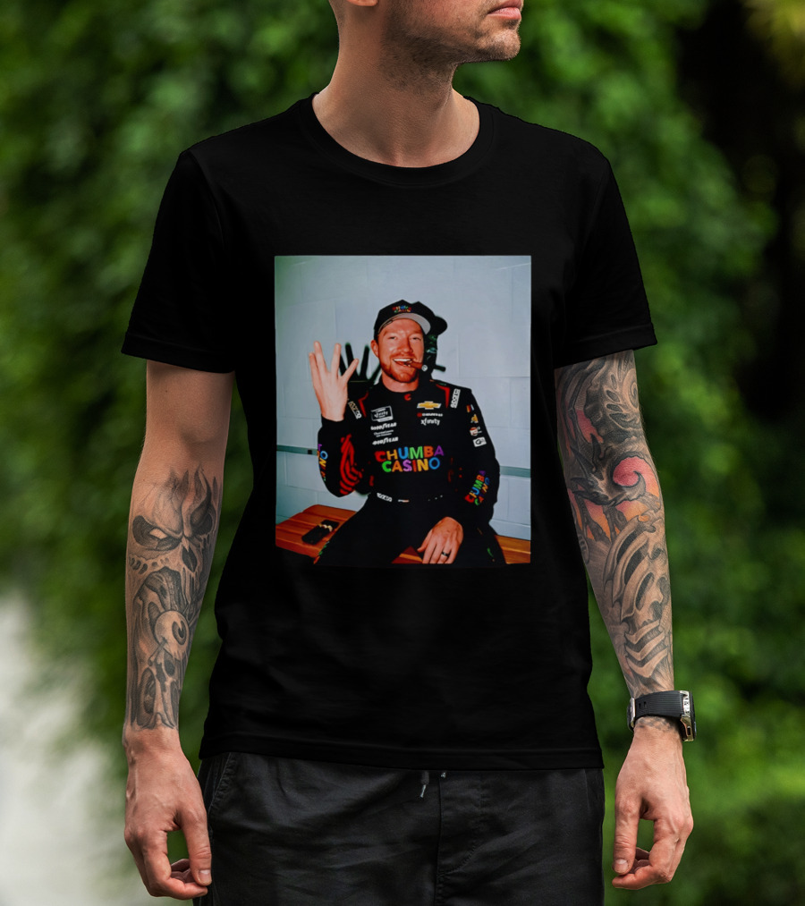 Tyler Reddick Three Peat Chumba Casino Racing Suit And Cigar Celebration T-Shirt