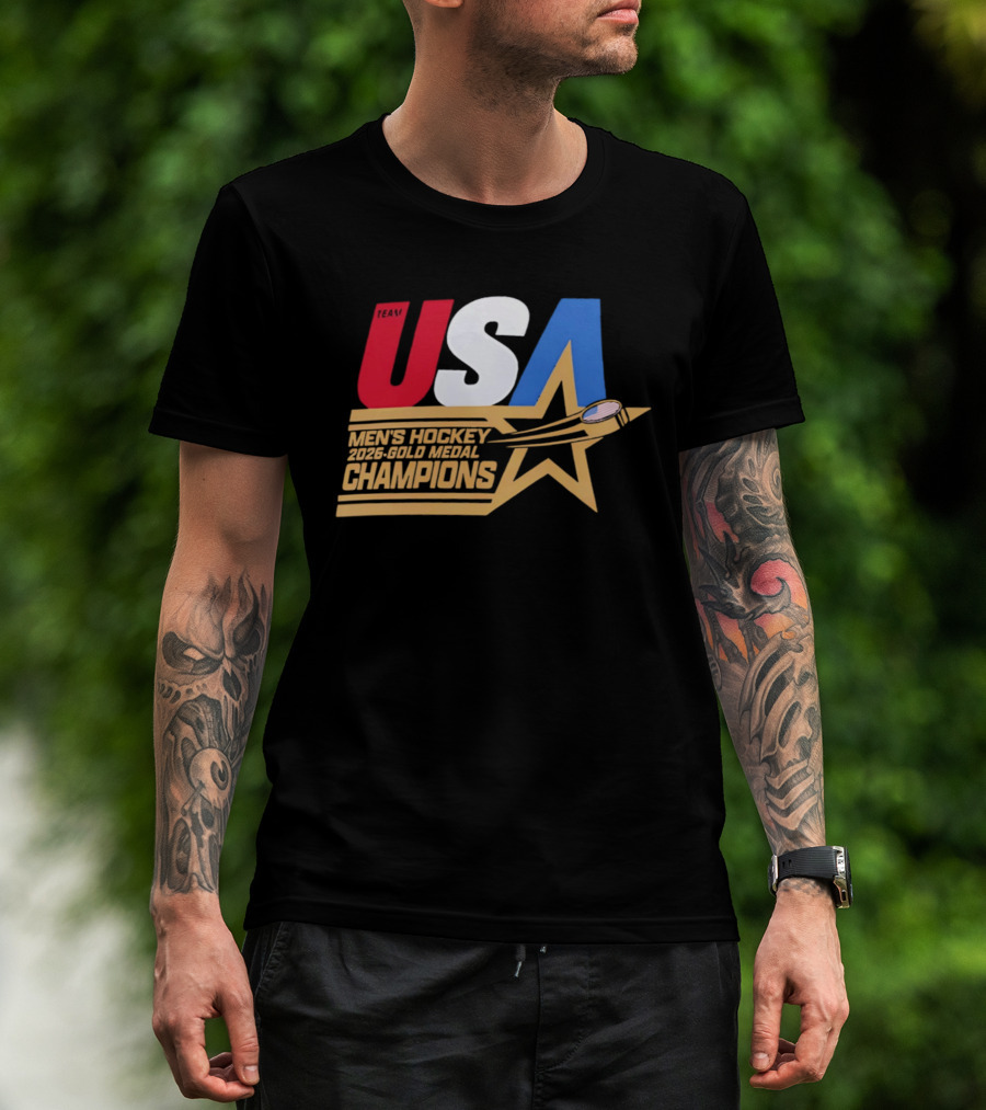 USA Men's Hockey 2026 Gold Medal Champions Star T-Shirt
