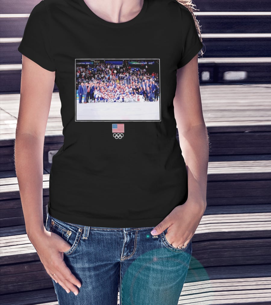 USA Hockey Team Cortina Milano 2026 Olympic Celebration T-Shirt