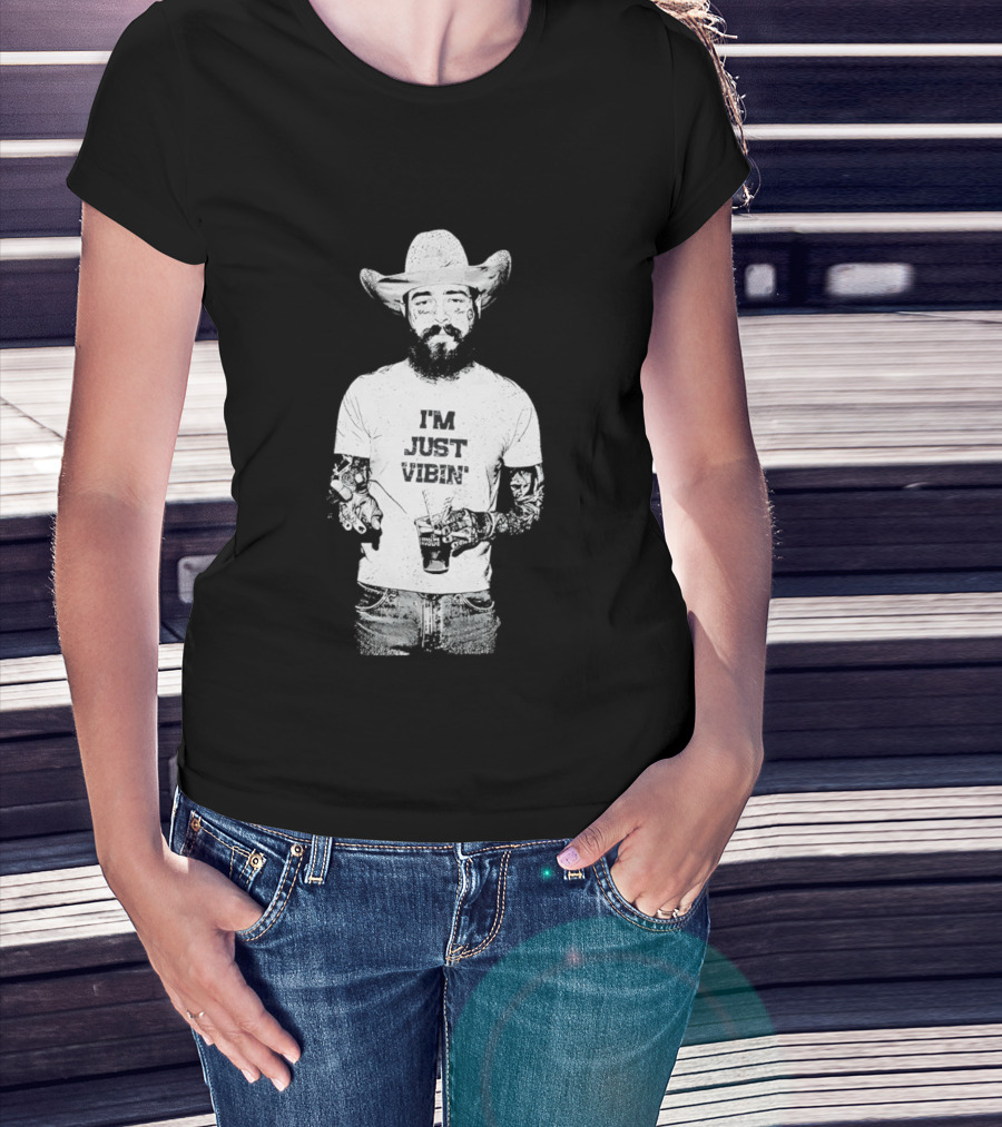 Post Malone Western Posty Cowboy Hat I'm Just Vibin T-Shirt