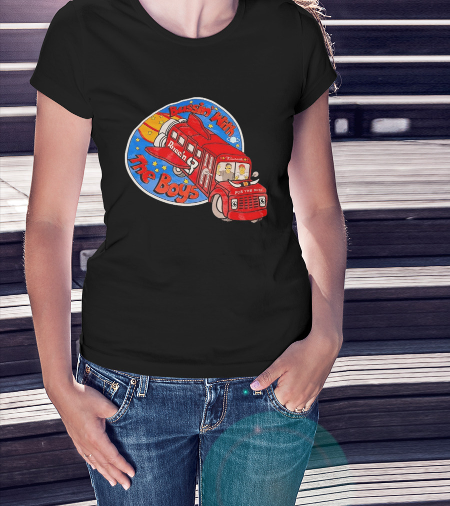 Bussin With The Boys Rocket Bus Adventure Retro Cartoon T-Shirt