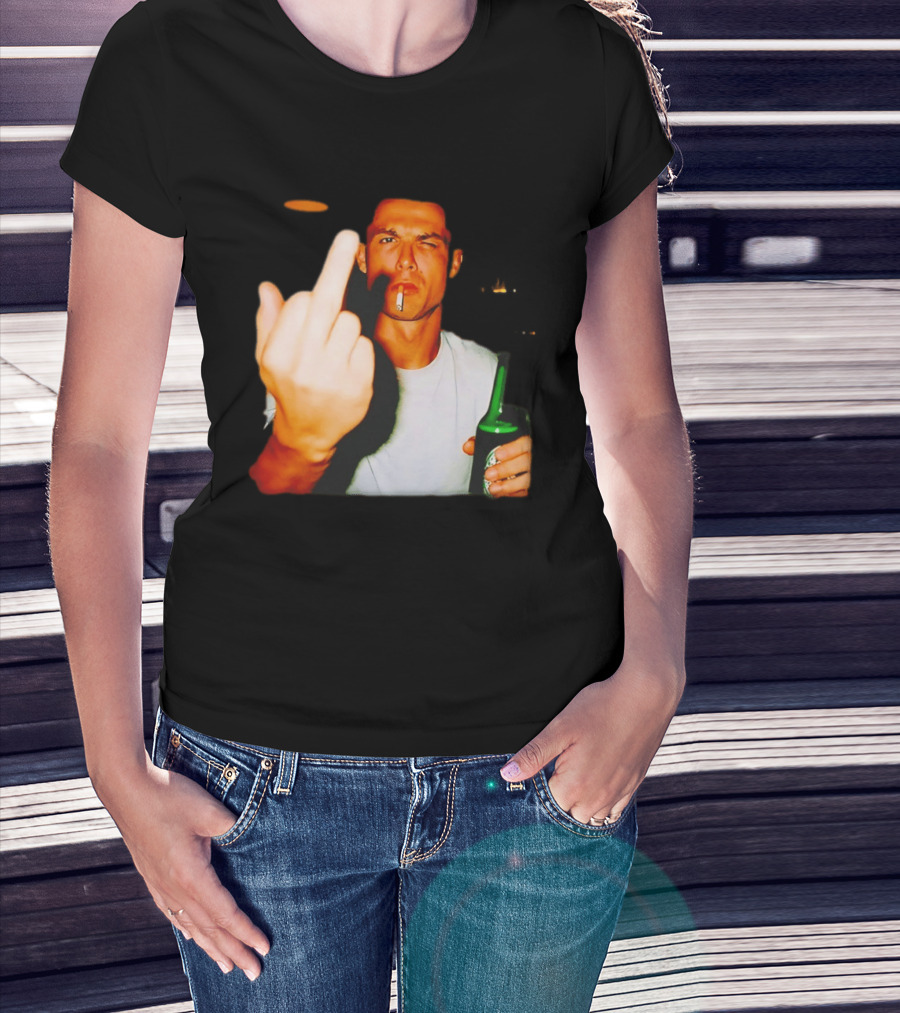 Cristiano Ronaldo Middle Finger Smoking Drinking After Hours T-Shirt